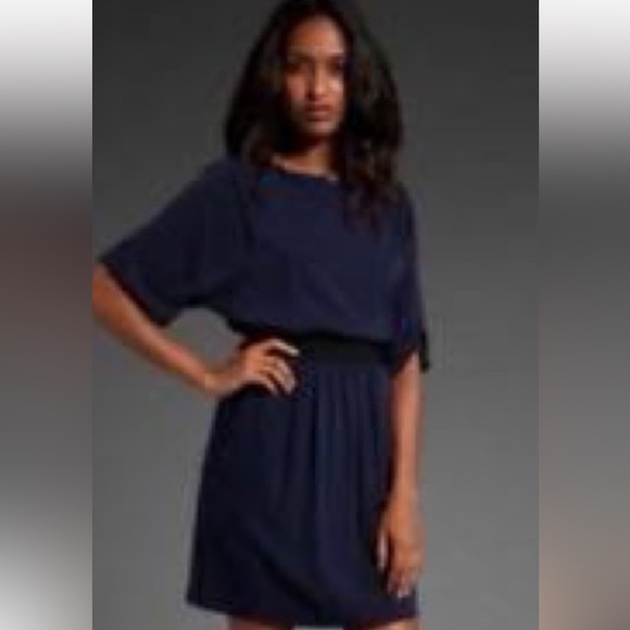 THEORY Silk Navy Dress sz medium or 8 $375 - Picture 1 of 12